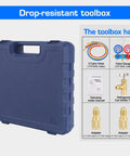 Heavy duty HVAC vacuum pump kit with drop-resistant toolbox