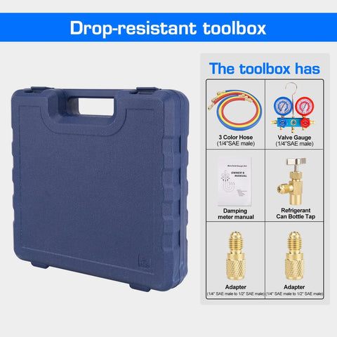 Heavy duty HVAC vacuum pump kit with drop-resistant toolbox