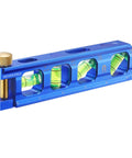 Compact magnetic torpedo level delivers quick, precise angle checks for conduit bending, shelving, woodworking, 4 vials visible
