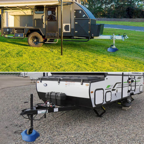 Visible Blue Trailer Wheel Dock Chock Stabilizer For Tongue Jacks, Prevents Sinking On Sand Mud Grass Dirt Gravel, Supports Up To 4400 Lbs