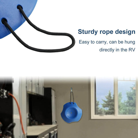 Visible Blue Trailer Wheel Dock Chock Stabilizer For Tongue Jacks, prevents sinking on sand mud with rope handle, garage view