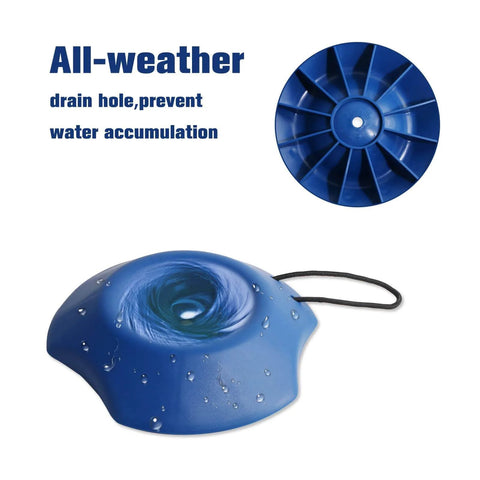 Visible Blue Trailer Wheel Dock Chock Stabilizer For Tongue Jacks, Prevents Sinking On Sand Mud Grass Dirt Gravel, with drain hole