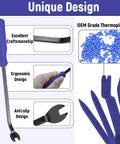 Trim Removal Tool Kit 5Pcs No Scratch Plastic for Cars Interior Door Panels Blue Perfect for Stereo Installations and Fastener Remover Clips Rivet Pliers Set Body Repair showcasing ergonomic design and OEM grade thermoplastic.