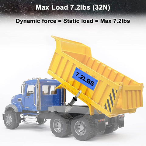 Toy dump truck with 1.2 Inch Stroke Micro Electric Linear Actuator 12V 32N lifting yellow container for demonstration