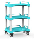 Blue utility cart with 2 Inch Heavy Duty Swivel Caster Wheels Set of 4, Safety Dual Locking Casters with Polyurethane Foam Wheels