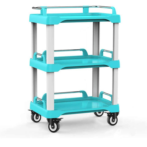 Blue utility cart with 2 Inch Heavy Duty Swivel Caster Wheels Set of 4, Safety Dual Locking Casters with Polyurethane Foam Wheels
