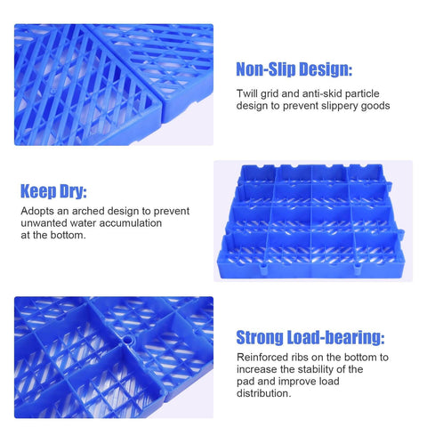 Six Piece Pack Of Plastic Pallets For Basement Storage Waterproof 50 By 50 Cm Ventilated Grid Mat Close-up Features
