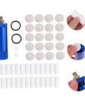 Heavy Duty Water Oil Separator For High Pump Systems With Alloy Aluminum Design And Built To Last, shown with blue body and accessories