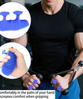 Upgraded Weight Lifting Grips For Men And Women Extra Large Thick Non Slip Gym Gloves with Cooling Towel in use during cable workout