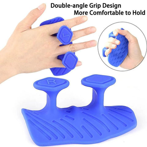 Upgraded Weight Lifting Grips For Men And Women Extra Large Thick Non Slip Gym Gloves shown in blue with ergonomic hand design.
