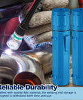 Two Pack 14 Inch Welding Rod Storage Tubes Set for Easy Organization by Zonon next to welding torch on metal pipe