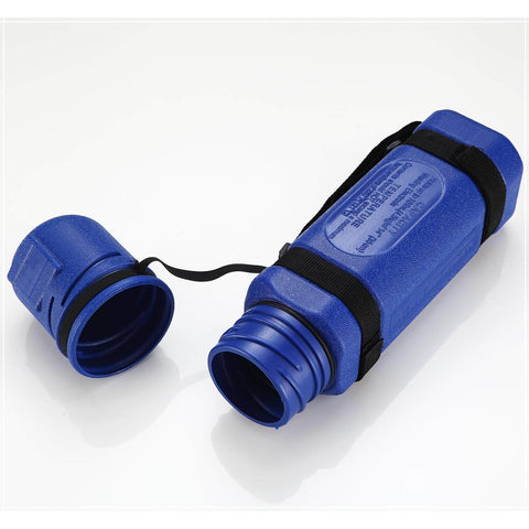 Blue 14 Inch Welding Rod Storage Tube Holder Canister For SMAW Electrodes, 10 Lb Capacity, 1 Pack With Strap, open cap view