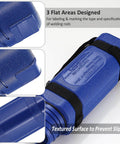 Blue 14 Inch Welding Rod Storage Tube Holder Canister For SMAW Electrodes, 10 Lb Capacity, shown with label areas and strap