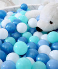 Plush polar bear on Ball Pit Balls for Kids, Plastic Play Balls Blue Balls for Ball Pits, Baby Pool Water Toys, 100pcs, BPA free