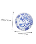 Single porcelain orb with blue hand-painted pattern, 4pcs Floating Ceramic Balls Decorative Porcelain Orbs for Fish Tank Home Ornament and Pool Decor.