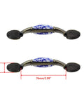 Blue And White Porcelain Pattern Ceramic Cabinet Pulls Set Of Eight with bronze finish screws, shown with 3 inch center hole dimensions