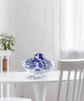 Decorative Porcelain Balls, 3" Centerpiece Balls Set in a bowl, blue and white floral pattern, on a table for home decor