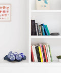 Decorative Porcelain Balls, 3" Centerpiece Balls Set displayed in a shell dish on a shelf, blue and white floral design, home decor