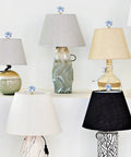Two Pack Blue And White Porcelain Floral Ball Finials For Lamps 1/4-27 Thread Size on assorted lamp shades