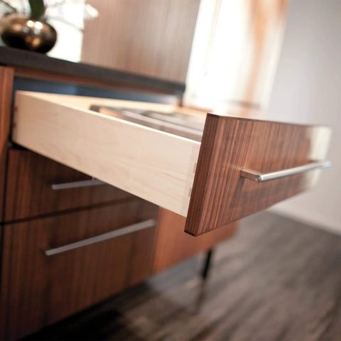 Wooden kitchen drawer with Blum Tandem Plus BLUMOTION Concealed Undermount Drawer Runner Kit, 21-Inch, Soft-Close feature