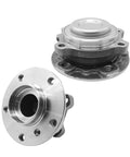 RWD Front Wheel Bearing Hub Assembly Two Piece Replacement For BMW 5 Series 2012-2018, showing two metal hubs with 5-lug design