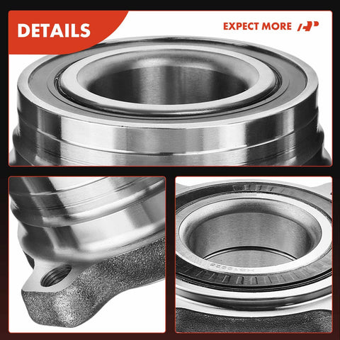 Close-up of Rear Wheel Bearing And Hub Assembly For BMW 5 Series Vehicles Including 525i 525xi 528i 528i xDrive 530i 530xi 535i 535i xDrive 535xi 540i 545i 550i 550i GT xDrive M5 Replacement Part For RWD And AWD showing metal construction