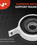 Beefed Up Driveshaft Center Support Bearing Carrier For BMW SUVs X5 X3 X6 X4 2007 Through 2018 Replacement Propshaft Mount Fits XDrive Models 26127558745 High Quality OEM Replacement made of metal with black insert, shown close-up.
