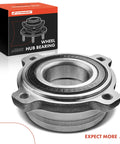 Rear Wheel Bearing And Hub Assembly For BMW 5 Series Vehicles Including 525i 525xi 528i 528i xDrive 530i 530xi 535i 535i xDrive 535xi 540i 545i 550i 550i GT xDrive M5 Replacement Part For RWD And AWD displayed in front of product packaging