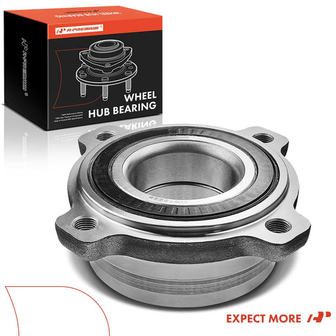 Rear Wheel Bearing And Hub Assembly For BMW 5 Series Vehicles Including 525i 525xi 528i 528i xDrive 530i 530xi 535i 535i xDrive 535xi 540i 545i 550i 550i GT xDrive M5 Replacement Part For RWD And AWD displayed in front of product packaging