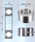 Diagram and measurements of Rear Wheel Bearing Set For BMW Fits 128i 1991-2013 318i 318is 320i 323i 325Ci 325i 325is 325iX 328Ci 328i 328is Silver Tone Pack Of 1 Plug And Play Ready