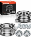 Two Premium Rear Wheel Bearing And Hub Assembly Kit For BMW Fits 525i 528i 530i 535i 535i GT 535xi 540i 545i 550i 550i GT And M5 From 1997 To 2010 High Quality Direct Fit, components displayed with packaging