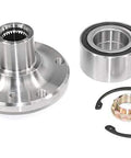 Beefed Up Front Wheel Hub Bearing Repair Kit With Retaining Ring And Axle Nut For 2000 2001 2002 2003 2004 2005 2006 BMW X5 Front Suspension Replacement Part For Easy Install In Front Hub Area Durable Construction OE Fit.