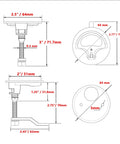 Technical drawing of Boat Cam Latch Marine Grade 316 Stainless Steel Flush Pull Hatch Lift With Adjustable Locking Arm Height Back Plate