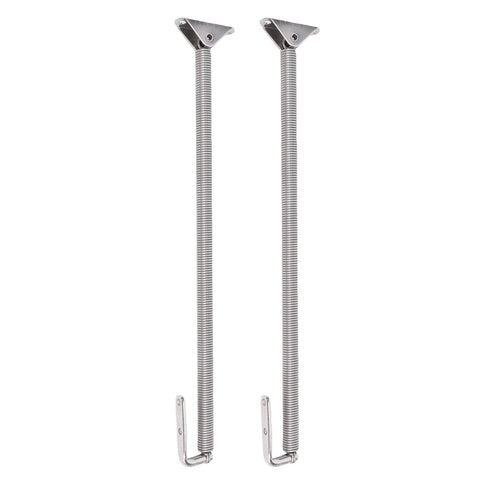 Pair of 250mm 316 stainless steel boat hatch support springs with fixed cable and brackets