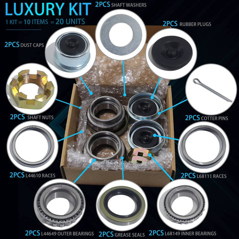 2 Sets 3500lb Boat Trailer Axle Bearing Kit for #84 Spindle Fits 1-1/16 to 1-3/8 Inch Trailer Axles Includes L68149 L44649 Bearings