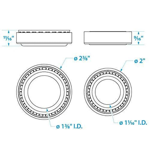Diagram of Beefy Boat Trailer Wheel Bearing Kit for 84 Spindle with Two Bearings and Races, Double Lip Seal