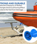 4 Inch Boat Trailer Roller Installation Aperture Half Inch Bow Stop For Boat Trailers Blue Bow Roller With Polyurethane Construction In Wear Resistant Durable Design That Protects Hull And Will Not Fade In Sun Or Wind on beach with boat