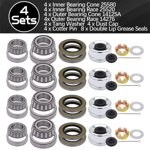Boat Trailer Hub Bearing Kit For 5200 To 7000 Lb Tandem Axles Includes Inner Bearings 25580 Inner Races 25520 Outer Bearings