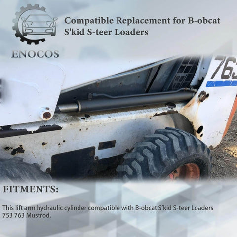 Beefed Up Heavy Duty Lift Arm Hydraulic Cylinder Replacement For Bobcat Skid Steer Loaders 753 763 Mustrod installed on machine