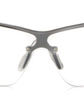 Bollé Silium Safety Eyewear With Silver Metal Frame And Anti Fog Coated Lenses, front view of this industrial safety glasses.