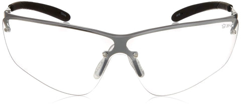 Bollé Silium Safety Eyewear With Silver Metal Frame And Anti Fog Coated Lenses, front view of this industrial safety glasses.