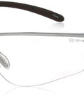 Bollé Silium Safety Eyewear With Silver Metal Frame And Anti Fog Coated Lenses side view, showing flexible temples and clear lenses.