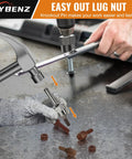 15 Piece Bolt Extractor Set For Three Eighths Inch Drive Impact Tools in use, showing removal of stripped and rusted fasteners