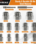 15 Piece Bolt Extractor Set For Three Eighths Inch Drive Impact Tools Pro Grade Lug Nut Remover Kit showing various socket sizes
