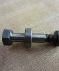 Bolt Kit With Nut And Spacer For One Quarter Inch Shaft Diameter Head Size Seven Sixteenths Inch Total Length One And Five Eighths Inches Rexnord 012914 PKIT SNS 162 STL, shown on wood surface.
