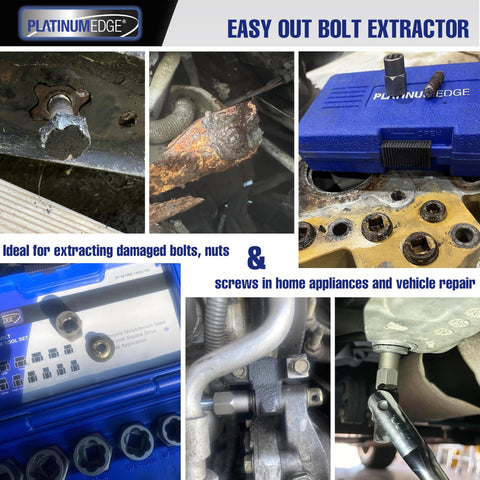 Impact Bolt And Nut Remover Set, 13 Pieces, Stripped Bolt Extractor Kit For Rusted Damaged Bolts And Nuts in use for vehicle repair