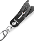 Bolt Size Finder Keychain Gauge For Bolts And Nuts SAE Five Sixteenth To One Inch And Metric 8 To 25 Mm Wrench Socket, close-up view.