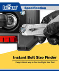 Person using Elite Nut And Bolt Size Identifier Keychain Pro Grade SAE And Metric Gauge 8 To 25 Mm And 5/16 To 1 Inch Steel on a bolt
