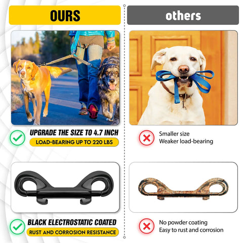 Comparison of 4.7 Inch Double Ended Bolt Snap Hooks With 220 Lbs Capacity Heavy Duty Rust Resistant Zinc Alloy Clips vs smaller, rust-prone hooks