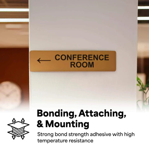 Conference room sign mounted on a wall using 4032 Double Sided Urethane Foam Tape With Acrylic Adhesive For Bonding, Attaching And Mounting.
